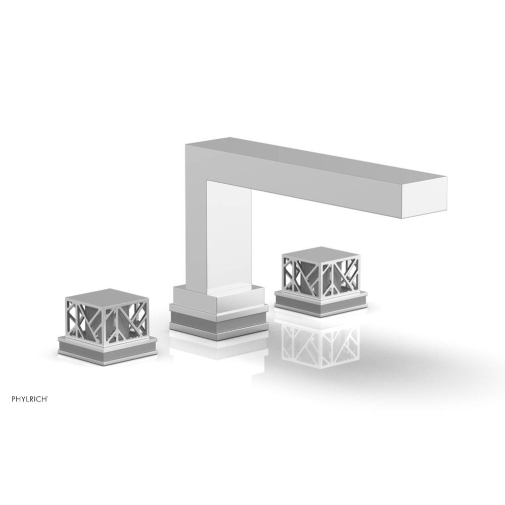 Polished Chrome Jolie 3-Hole Deck Tub Filler With Rectangular Spout, Square Cutaway Handles, And G