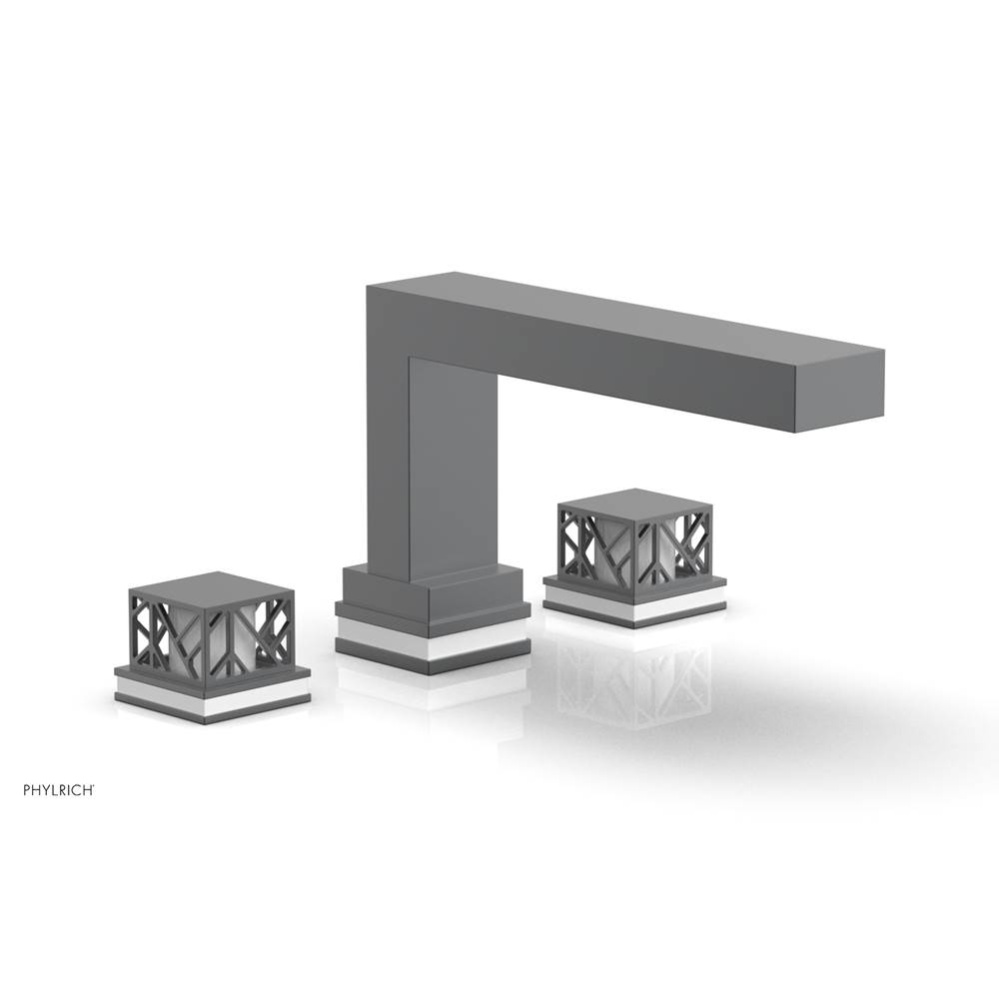 Gunmetal Gray Jolie 3-Hole Deck Tub Filler With Rectangular Spout, Square Cutaway Handles, And Glo