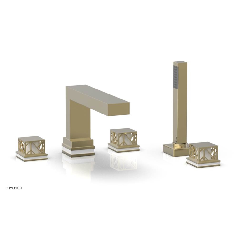 Polished Brass Uncoated (Living Finish) Jolie 5-Hole Deck Tub Filler With Rectangular Spout