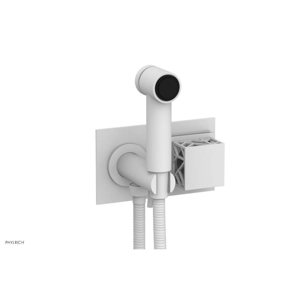 Satin White Jolie Wall Mounted Bidet Set With Rectangular Trim, Square Cutaway Handle, And Grey Ac