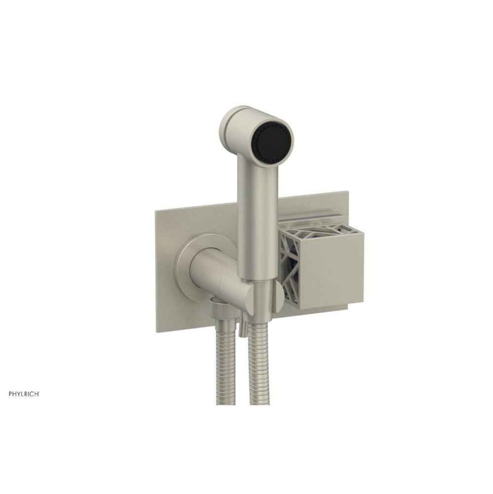 Burnished Nickel Jolie Wall Mounted Bidet Set With Rectangular Trim, Square Cutaway Handle, And Na