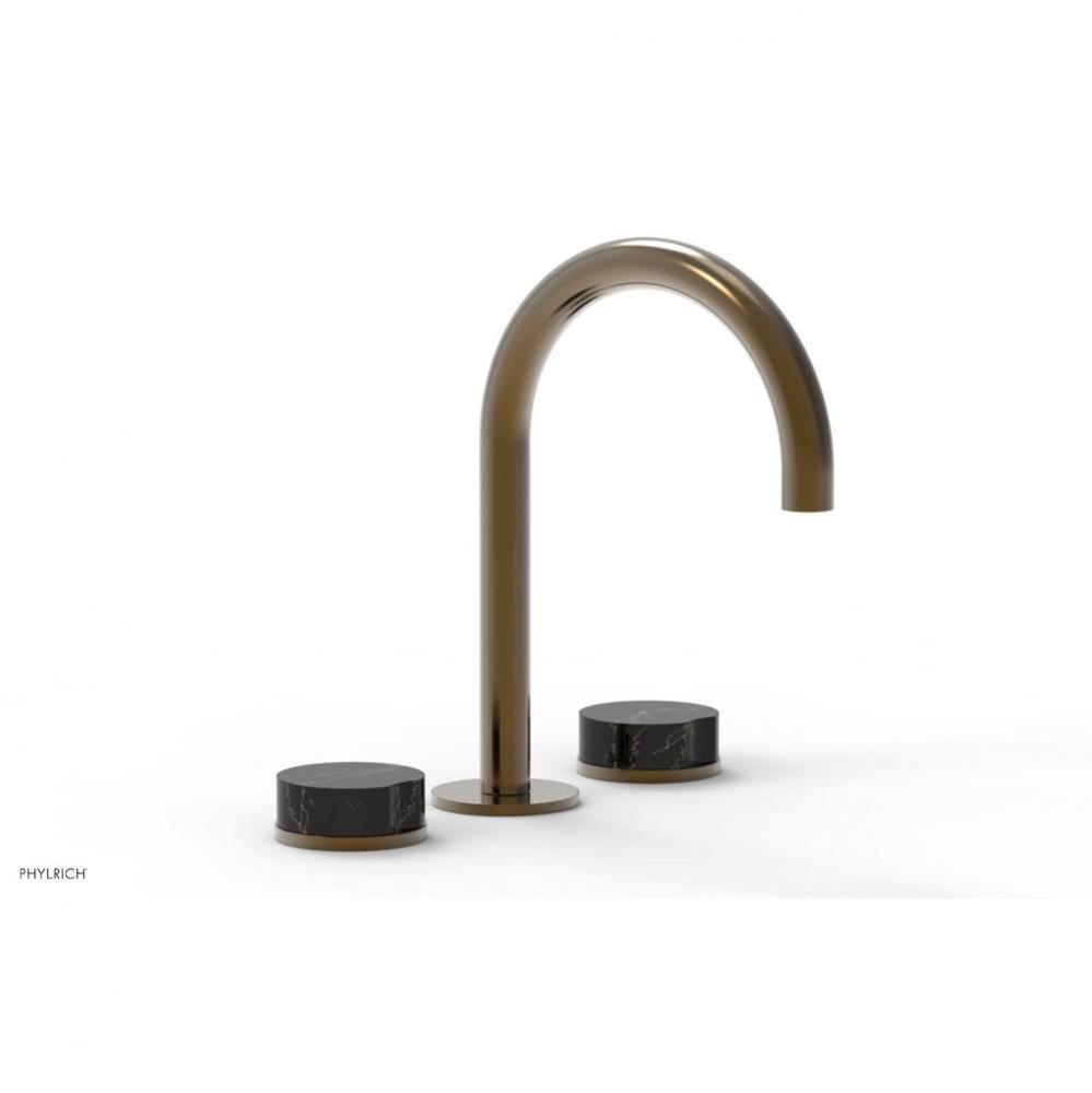 CIRC - Widespread Faucet - High Spout, Black Marble Handles, Push-to-Close Drain