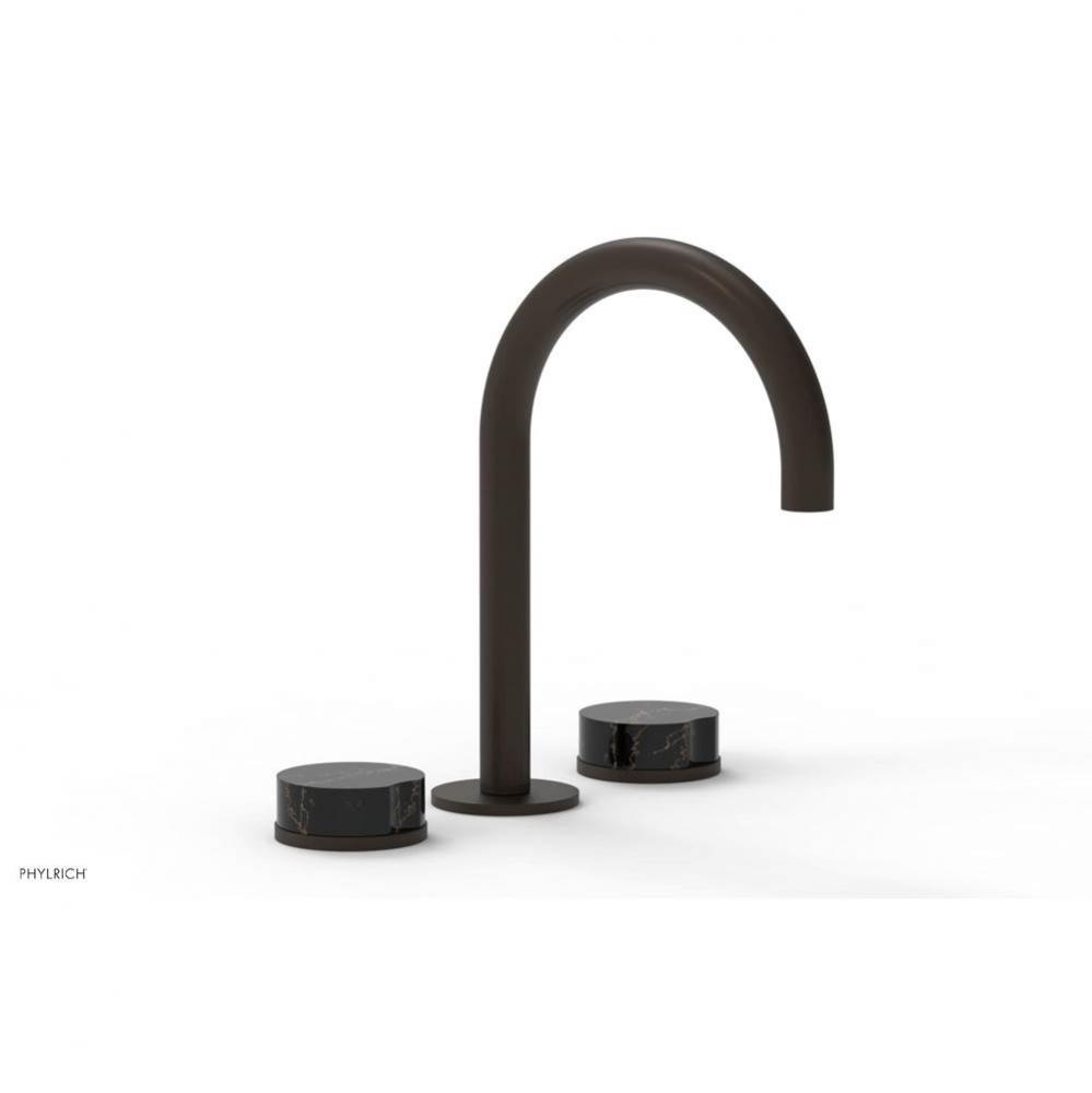 CIRC - Widespread Faucet - High Spout, Black Marble Handles, Push-to-Close Drain