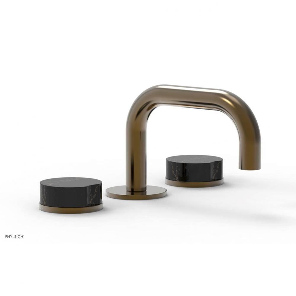 CIRC - Widespread Faucet - Low Spout, Black Marble Handles, Push-to-Close Drain