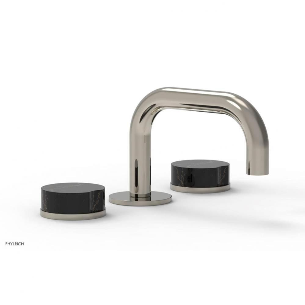 CIRC - Widespread Faucet - Low Spout, Black Marble Handles, Push-to-Close Drain