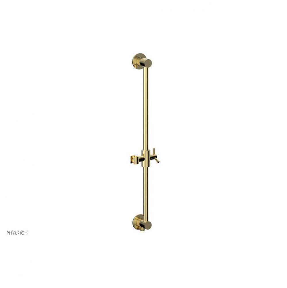 Polished Brass Modern 24'' Handshower Slide Bar With Holder And Integrated Outlet