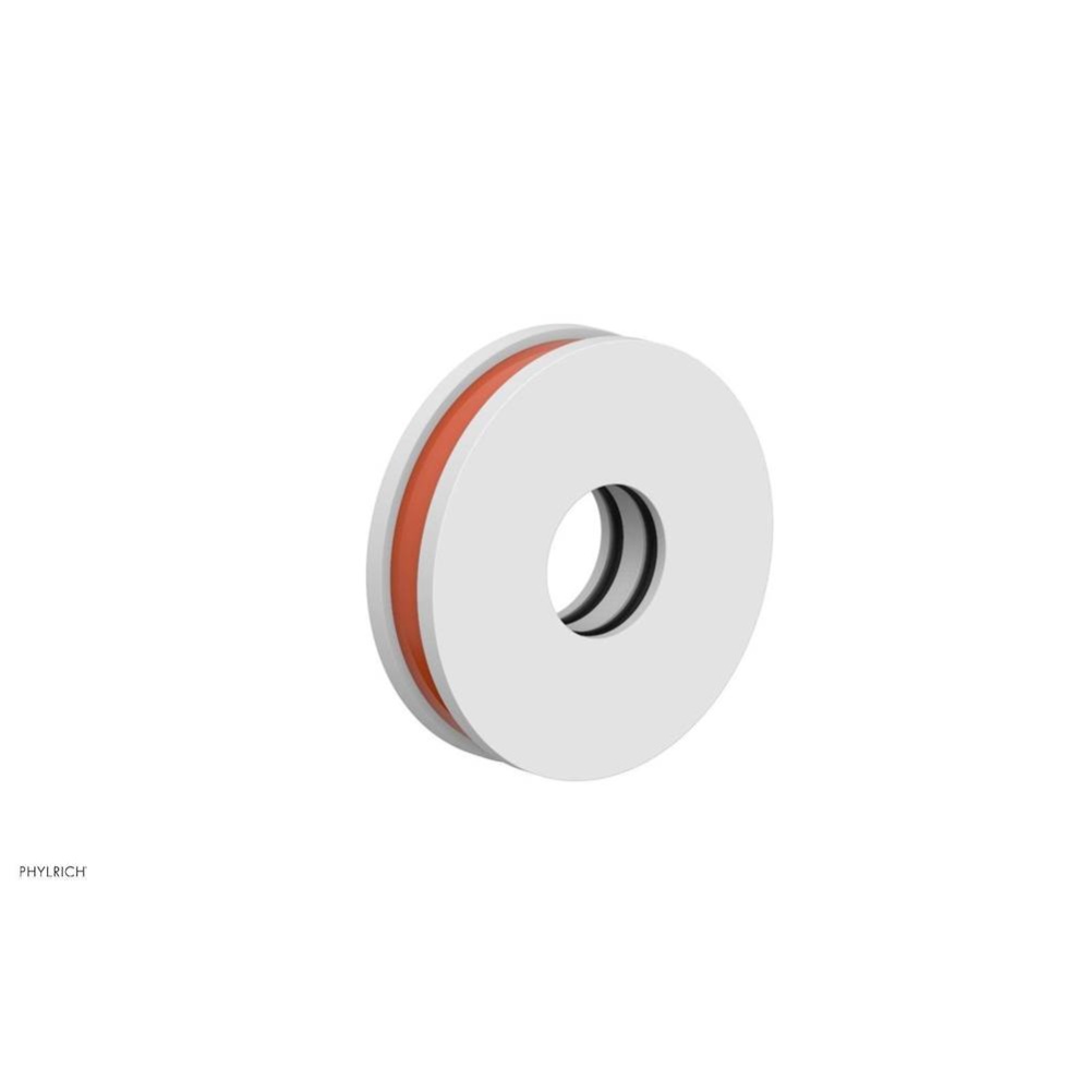 Satin White Jolie Round Shower Arm Flange With Orange Accents