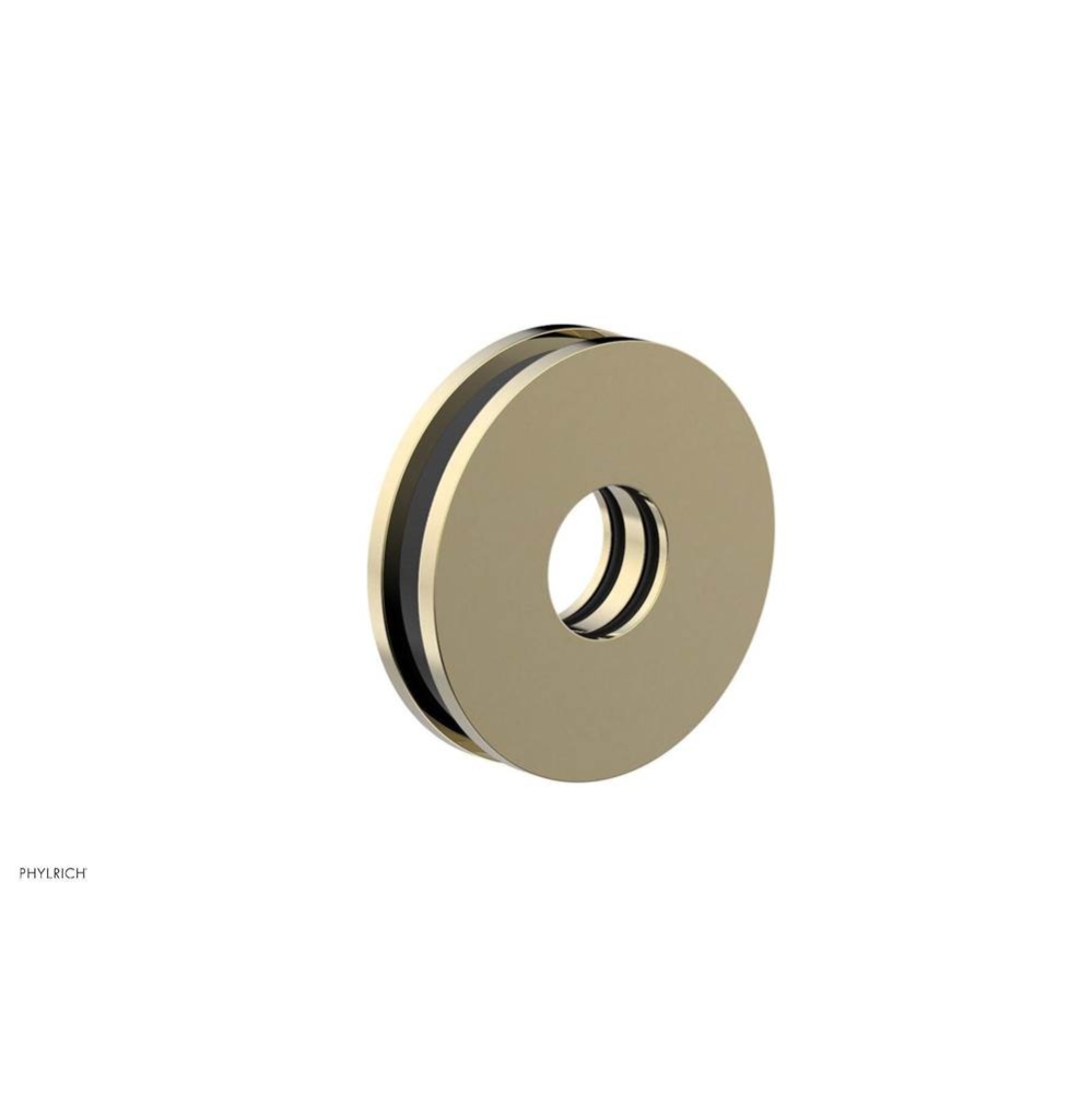 Polished Brass Uncoated (Living Finish) Jolie Round Shower Arm Flange With Black Accents