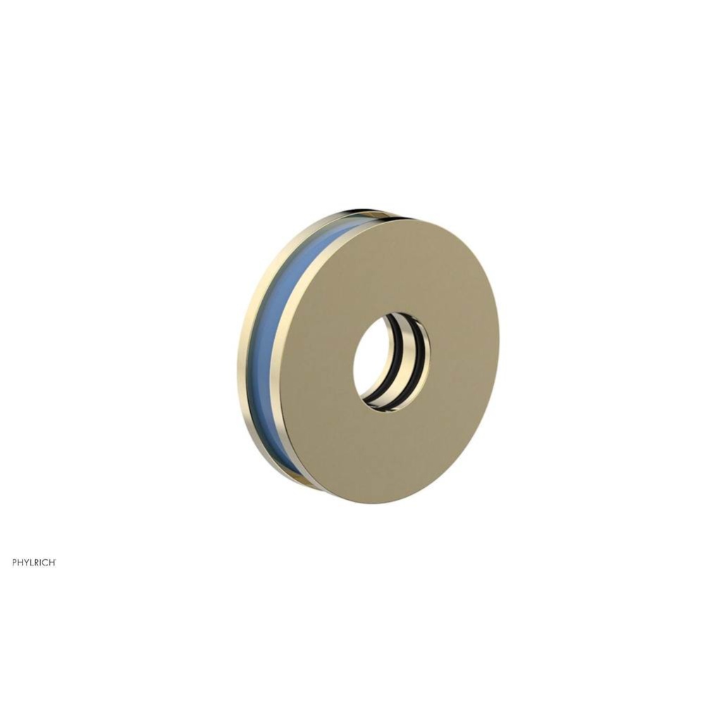 Polished Brass Uncoated (Living Finish) Jolie Round Shower Arm Flange With Light Blue Accents