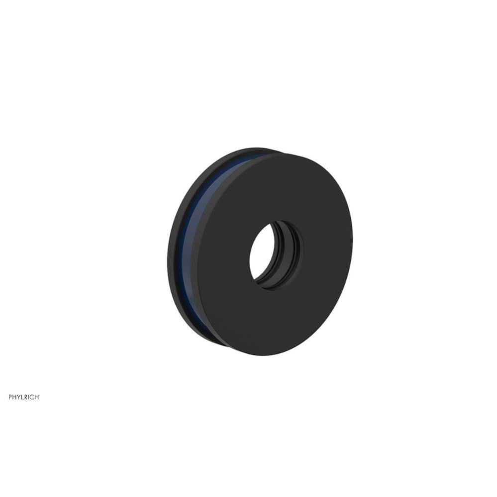 Matte Black Jolie Round Shower Arm Flange With Navy Blue Accents