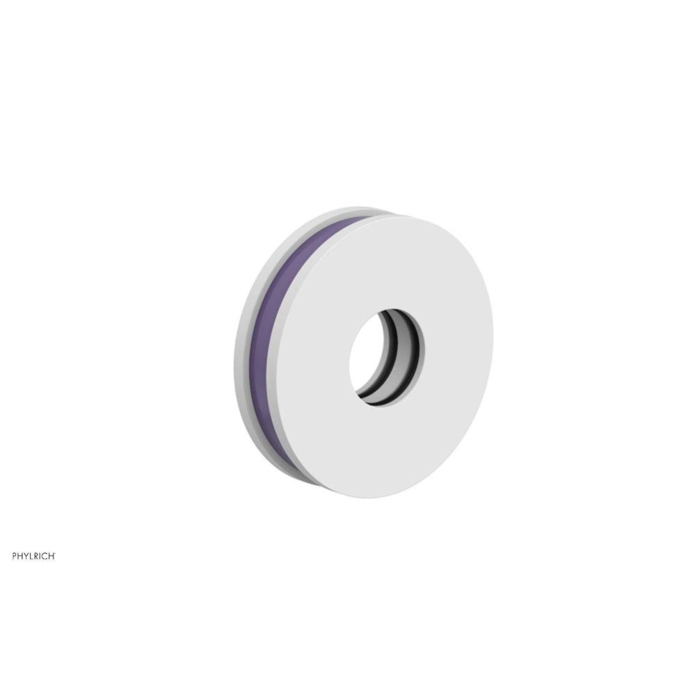 Satin White Jolie Round Shower Arm Flange With Purple Accents