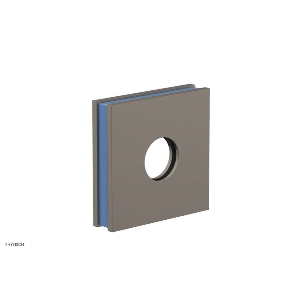 Pewter Jolie Square Shower Arm Flange With Light Blue Accents