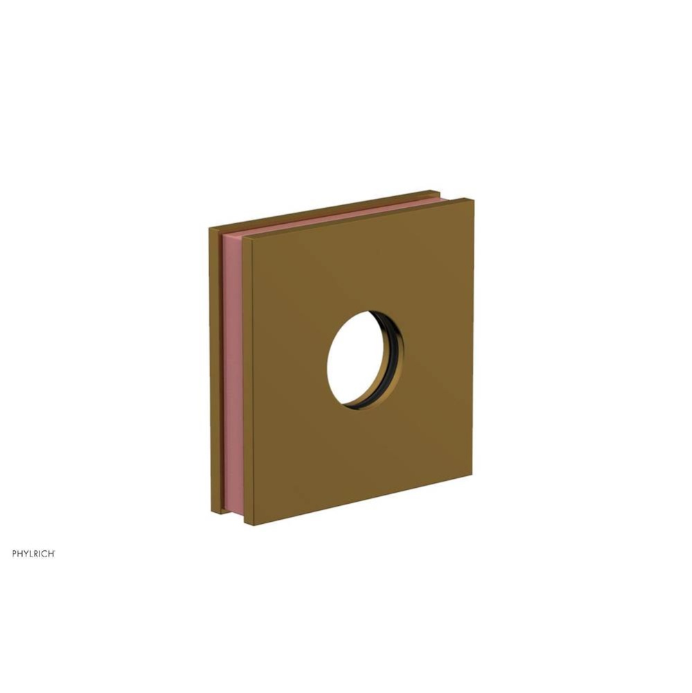 French Brass (Living Finish) Jolie Square Shower Arm Flange With Pink Accents