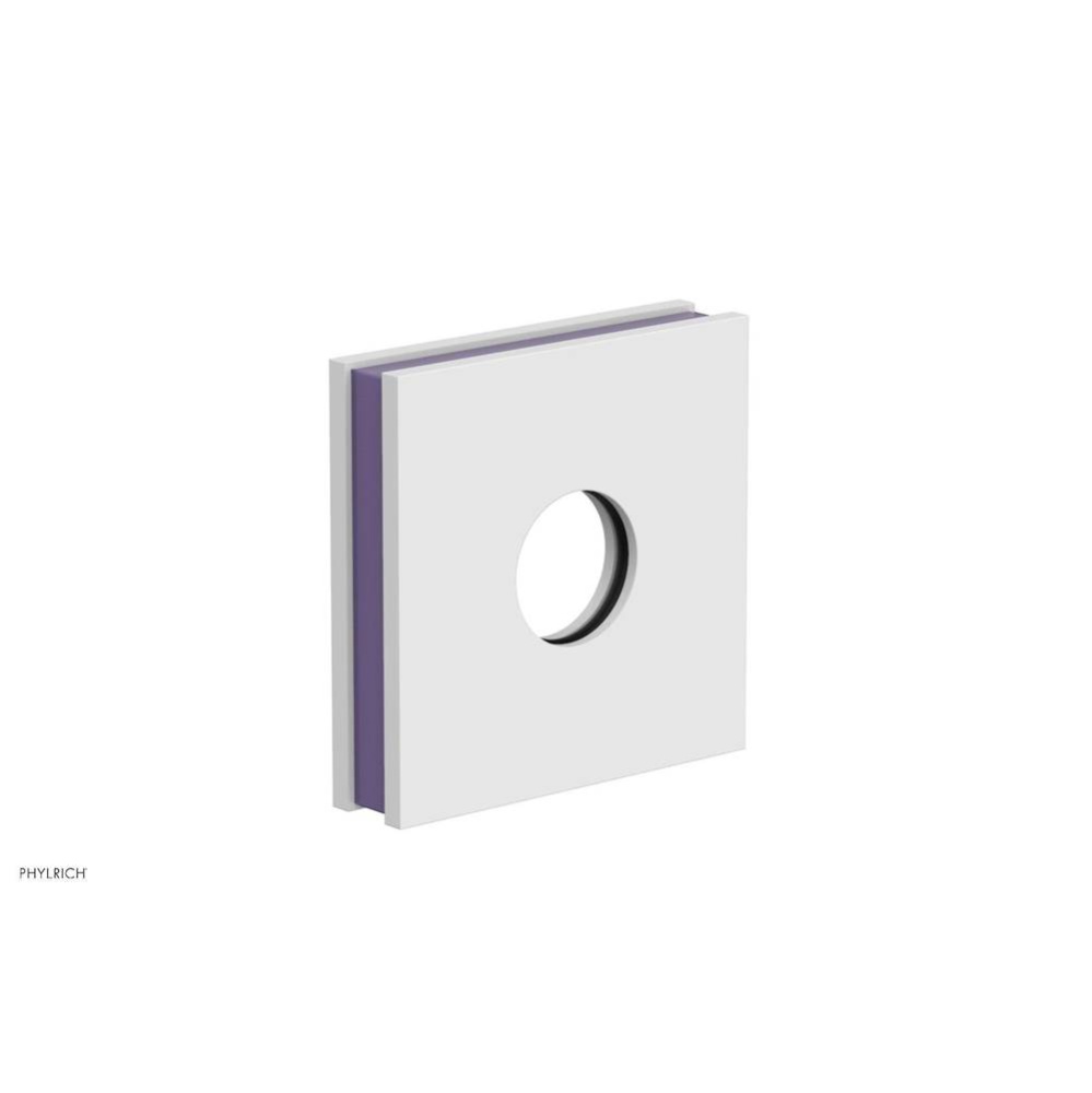 Satin White Jolie Square Shower Arm Flange With Purple Accents