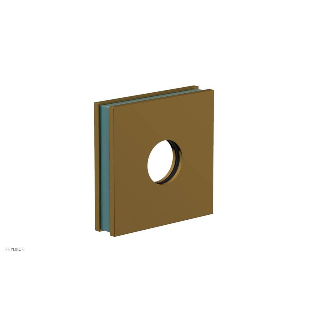 French Brass (Living Finish) Jolie Square Shower Arm Flange With Turquoise Accents