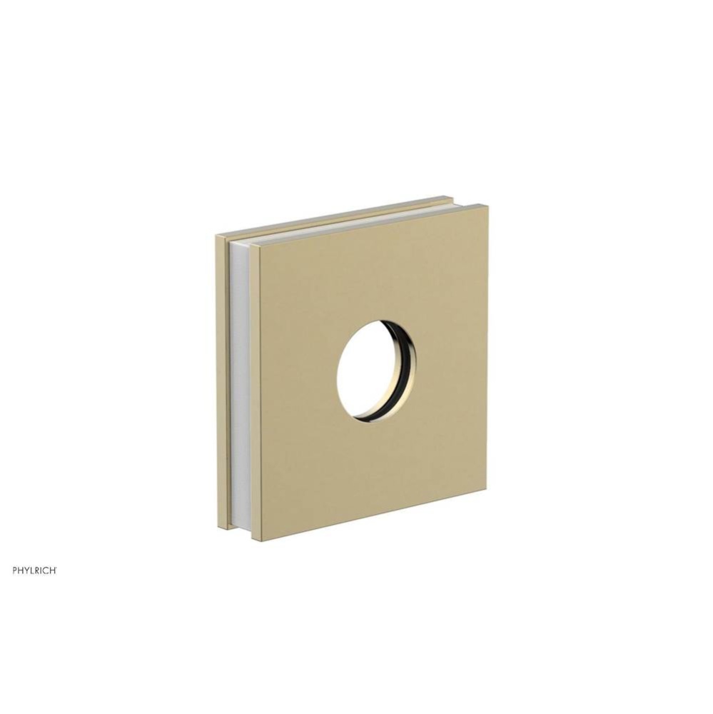 Polished Brass Uncoated (Living Finish) Jolie Square Shower Arm Flange With Gloss White Accents