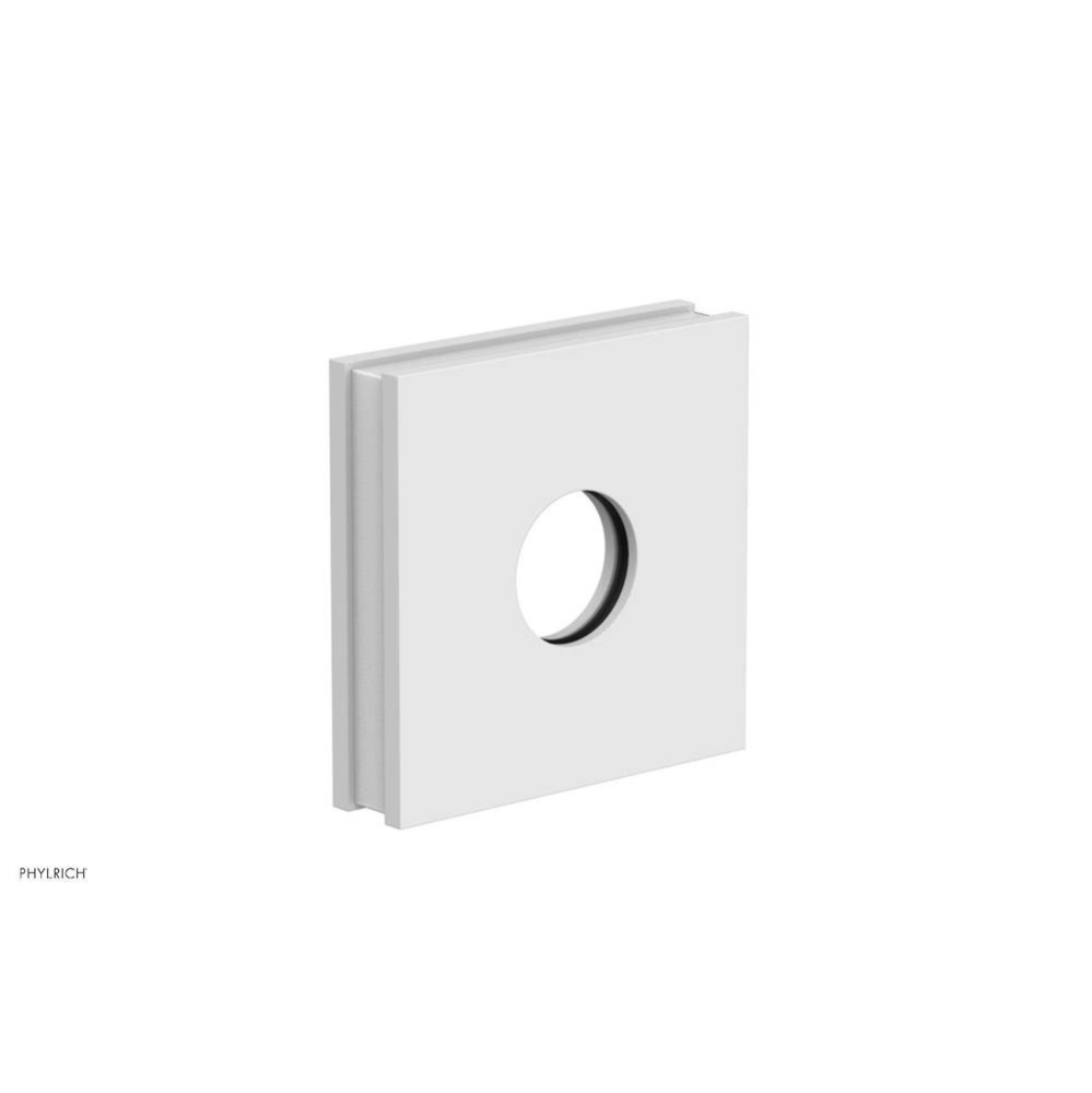 Satin White Jolie Square Shower Arm Flange With Gloss White Accents