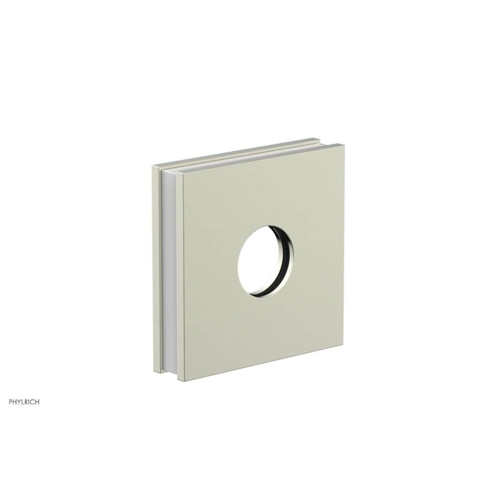 Satin Nickel Jolie Square Shower Arm Flange With Gloss White Accents