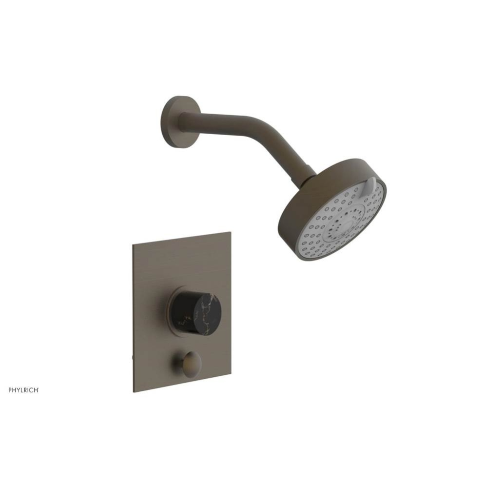 Pb Shower & Div Set Sq Plate, Marble Hdl