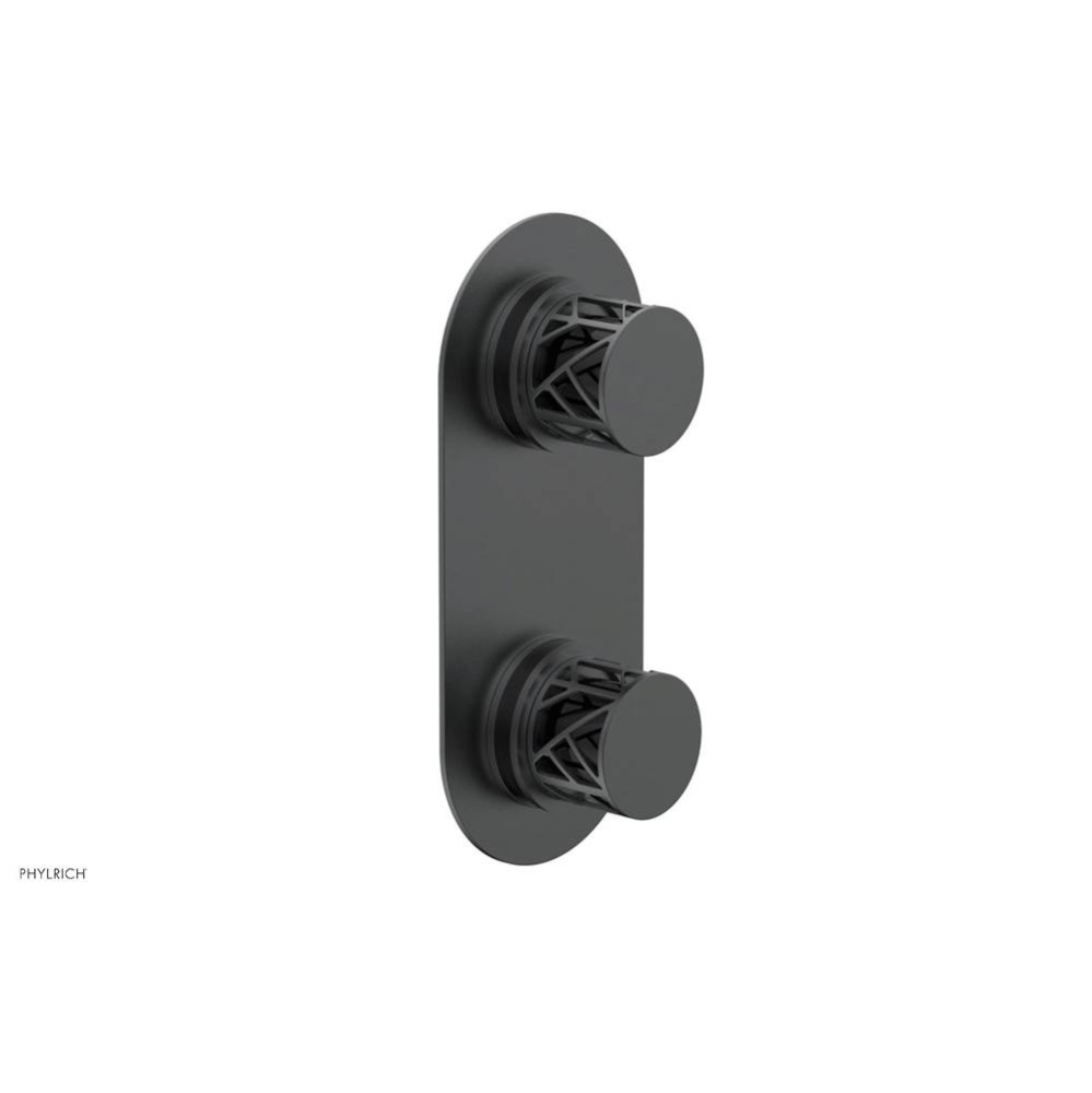 Gunmetal Gray Jolie Oval Thermostatic Trim With Diverter Or Volume Control, Round Cutaway Handles,