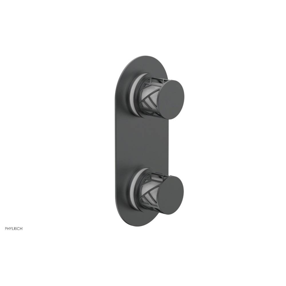 Gunmetal Gray Jolie Oval Thermostatic Trim With Diverter Or Volume Control, Round Cutaway Handles,