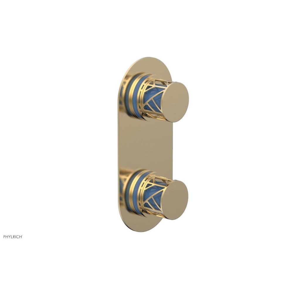 Satin Brass Jolie Oval Thermostatic Trim With Diverter Or Volume Control, Round Cutaway Handles, A