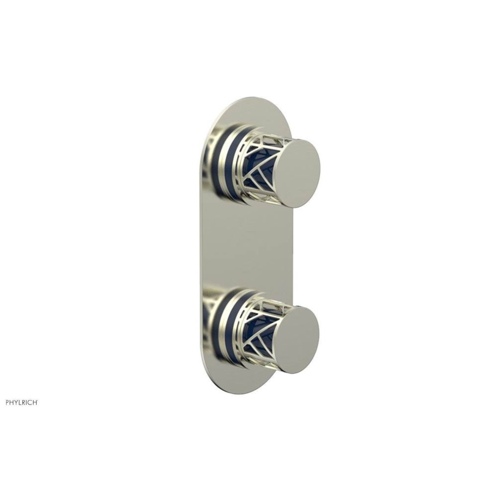 Satin Nickel Jolie Oval Thermostatic Trim With Diverter Or Volume Control, Round Cutaway Handles,