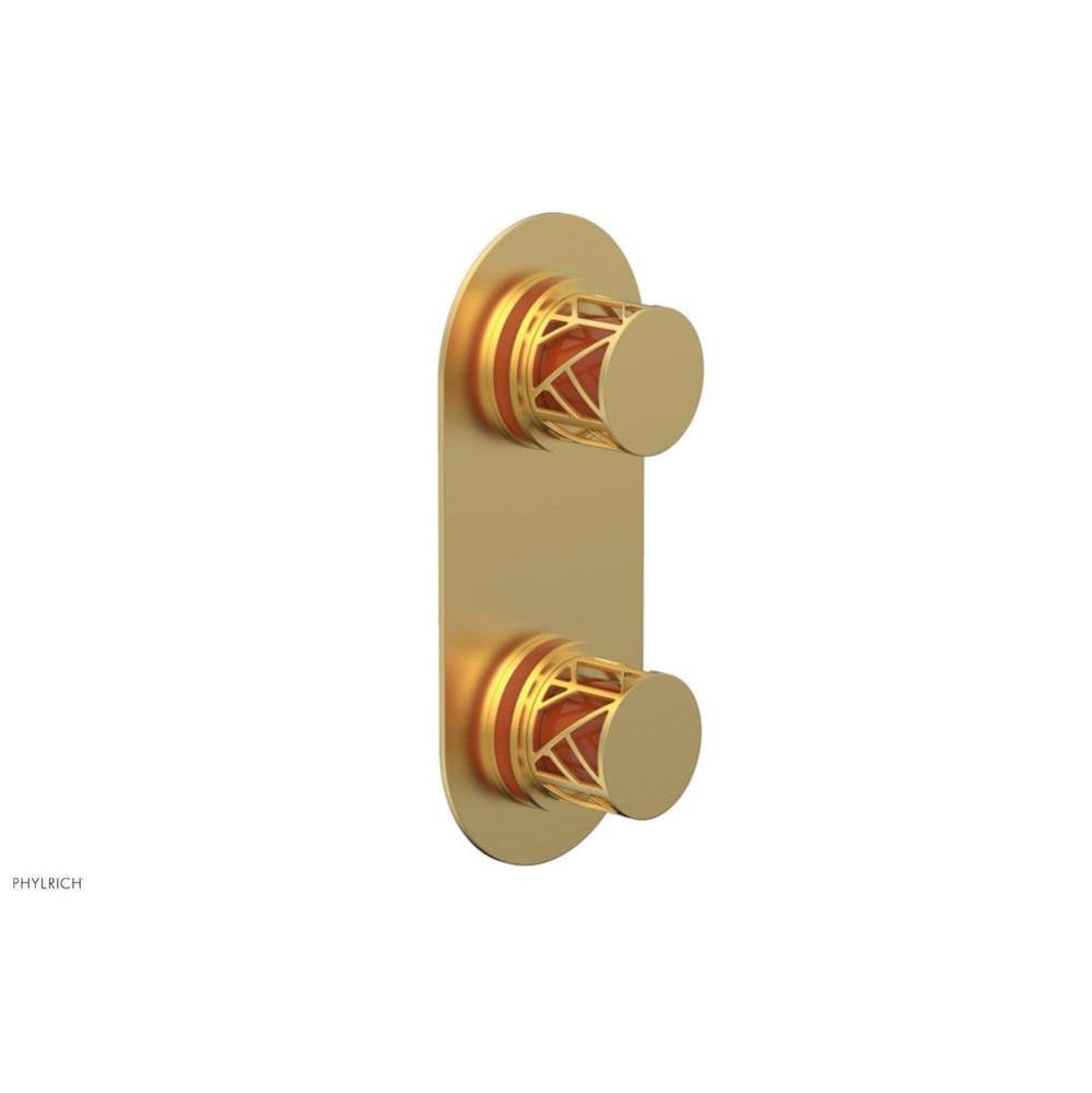 Burnished Gold Jolie Oval Thermostatic Trim With Diverter Or Volume Control, Round Cutaway Handles