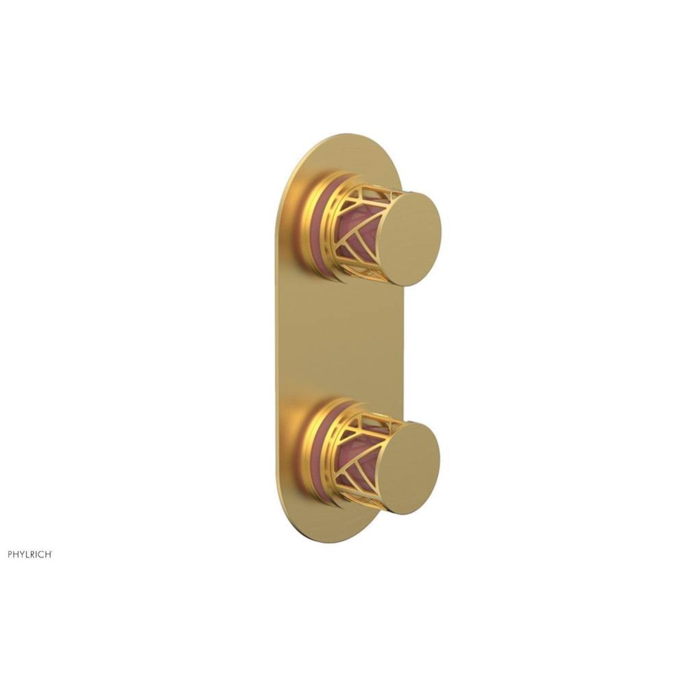 Burnished Gold Jolie Oval Thermostatic Trim With Diverter Or Volume Control, Round Cutaway Handles
