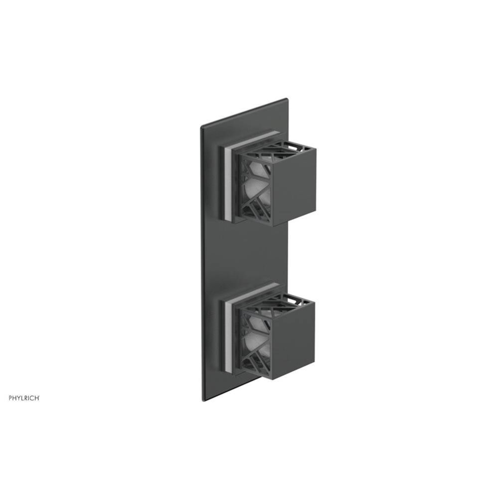 Gunmetal Gray Jolie Rectangular Thermostatic Trim With Diverter Or Volume Control, Square Cutaway