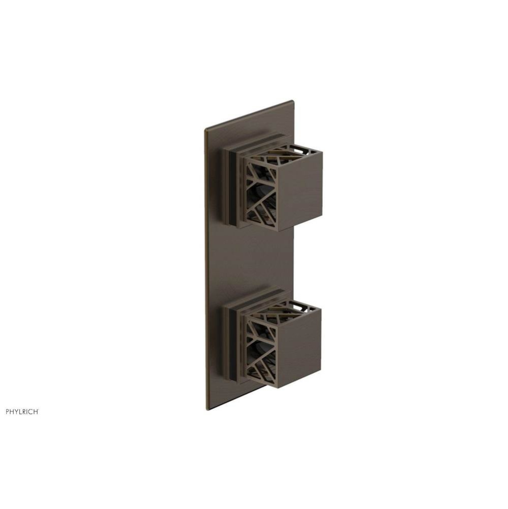 Old English Brass Jolie Rectangular Thermostatic Trim With Diverter Or Volume Control, Square Cuta