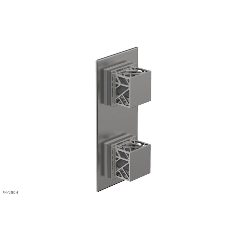 Satin Chrome Jolie Rectangular Thermostatic Trim With Diverter Or Volume Control, Square Cutaway H