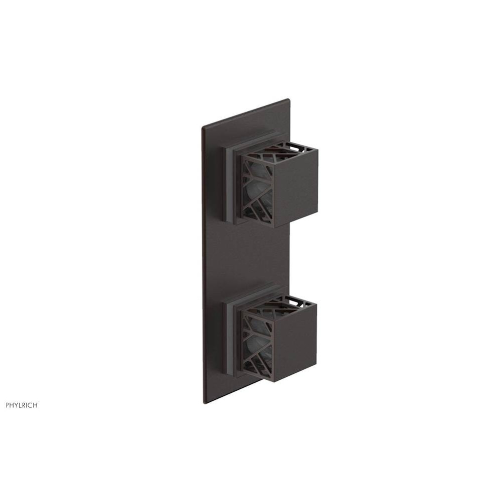Weathered Copper Jolie Rectangular Thermostatic Trim With Diverter Or Volume Control, Square Cutaw