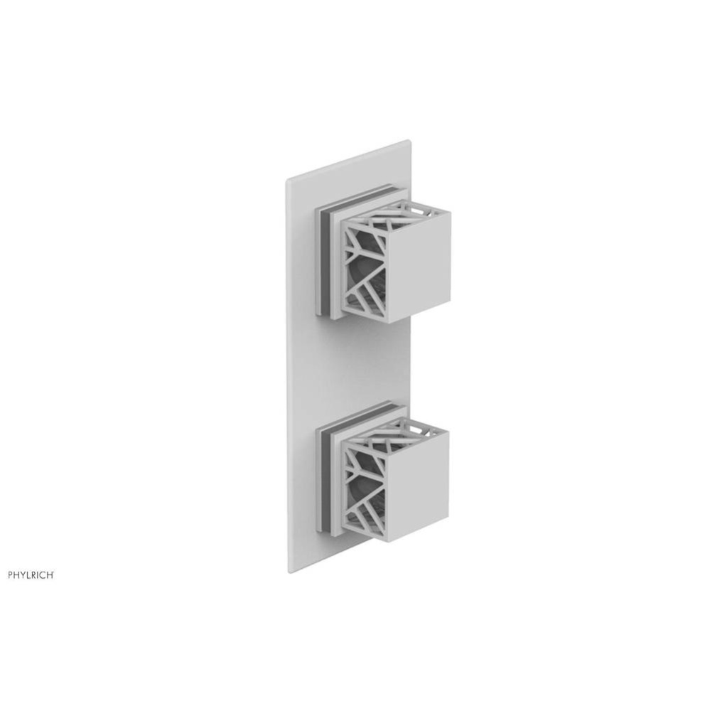 Satin White Jolie Rectangular Thermostatic Trim With Diverter Or Volume Control, Square Cutaway Ha