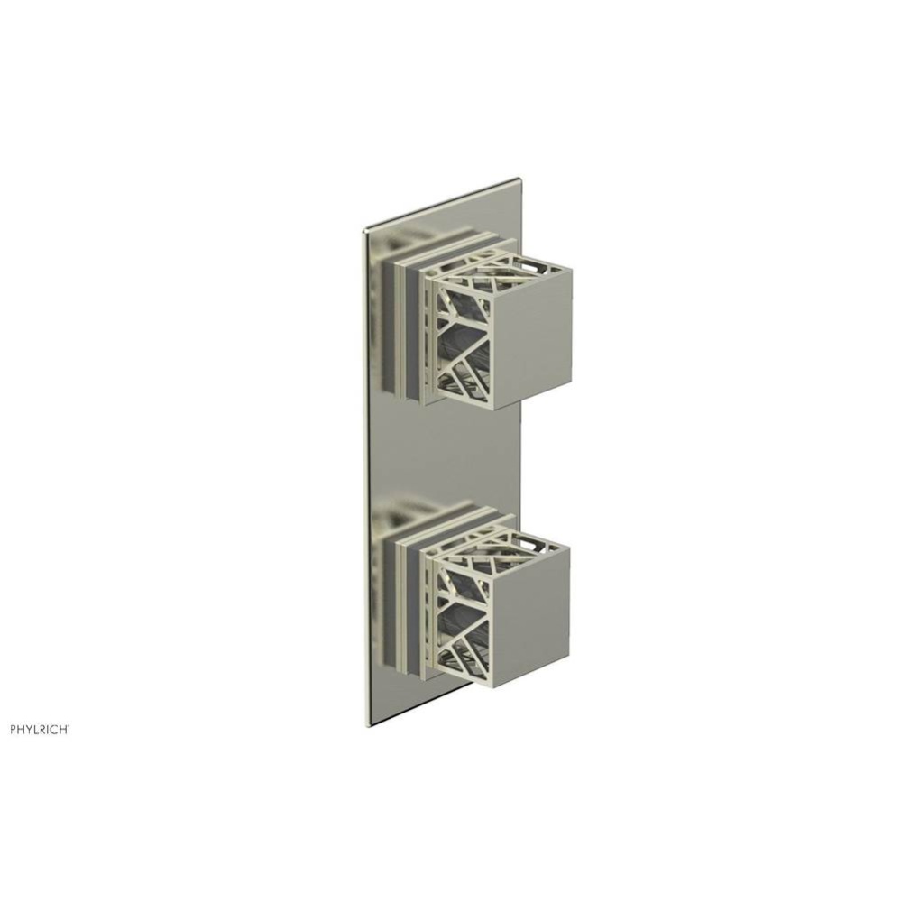 Satin Nickel Jolie Rectangular Thermostatic Trim With Diverter Or Volume Control, Square Cutaway H