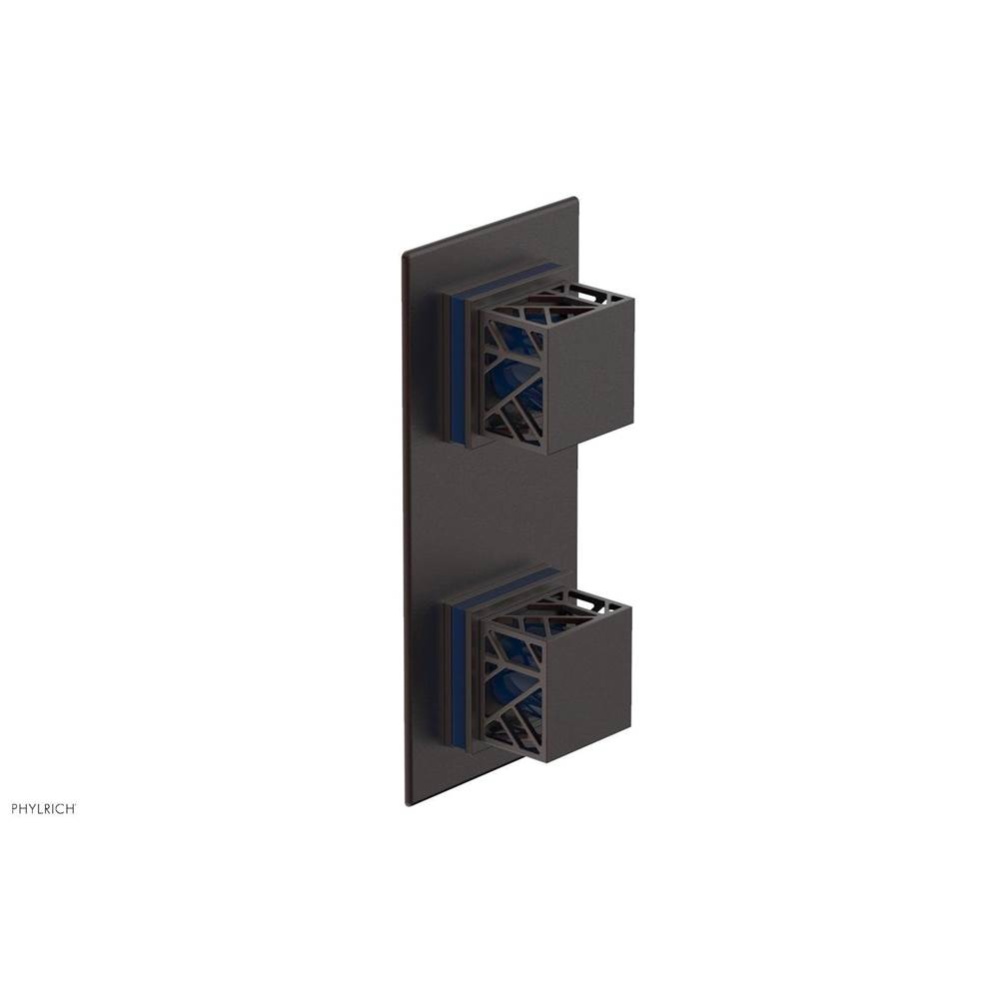 Weathered Copper Jolie Rectangular Thermostatic Trim With Diverter Or Volume Control, Square Cutaw