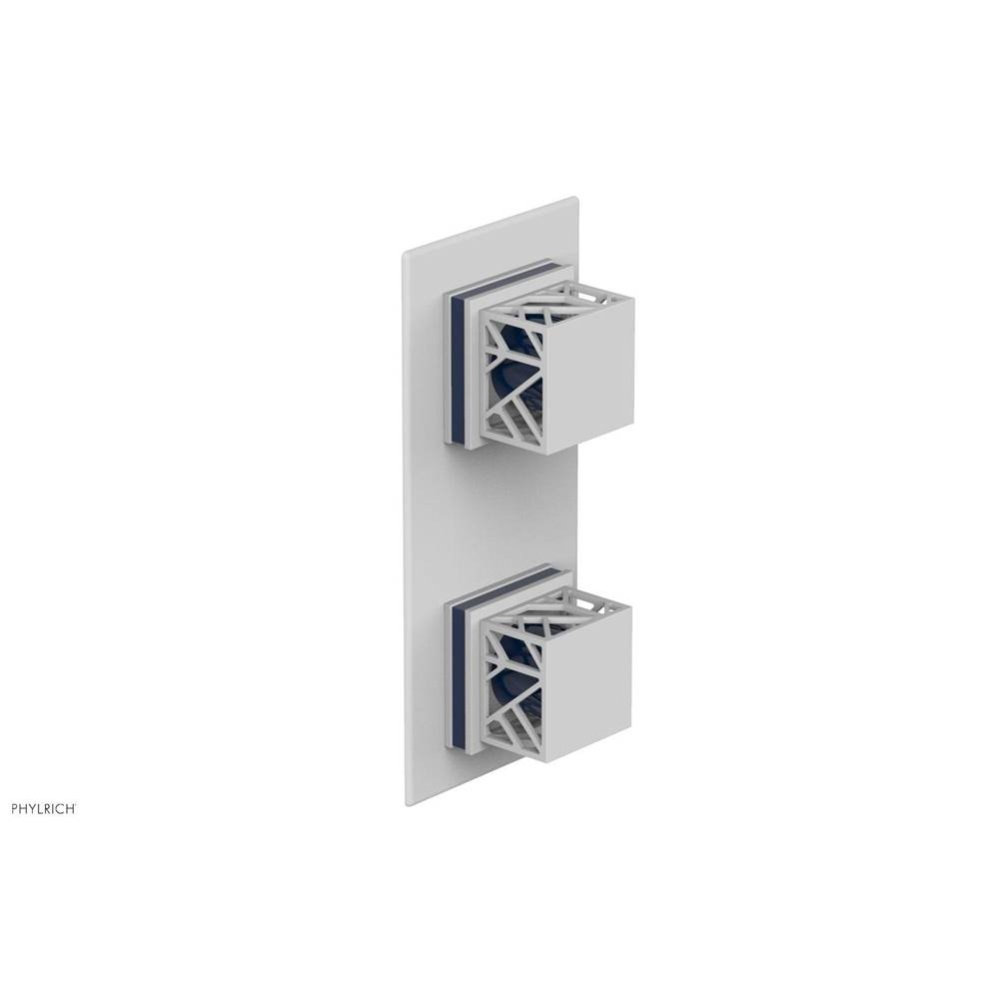 Satin White Jolie Rectangular Thermostatic Trim With Diverter Or Volume Control, Square Cutaway Ha