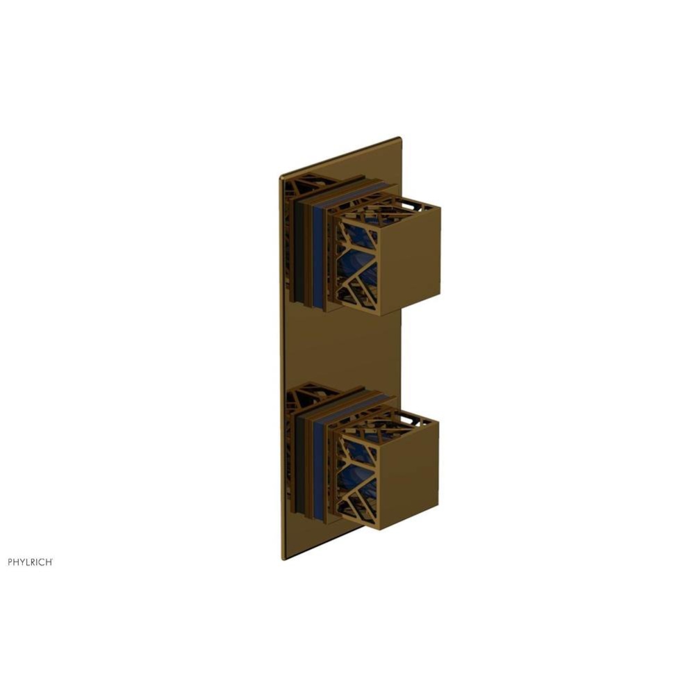 French Brass (Living Finish) Jolie Rectangular Thermostatic Trim With Diverter Or Volume Control,