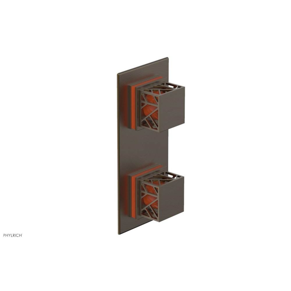Old English Brass Jolie Rectangular Thermostatic Trim With Diverter Or Volume Control, Square Cuta