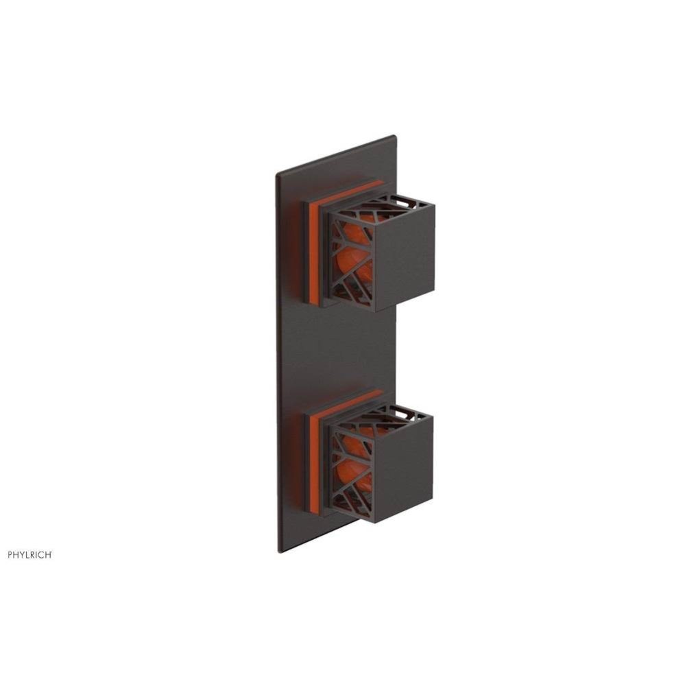Weathered Copper Jolie Rectangular Thermostatic Trim With Diverter Or Volume Control, Square Cutaw