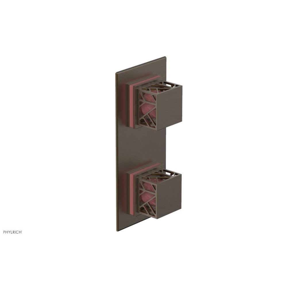 Old English Brass Jolie Rectangular Thermostatic Trim With Diverter Or Volume Control, Square Cuta