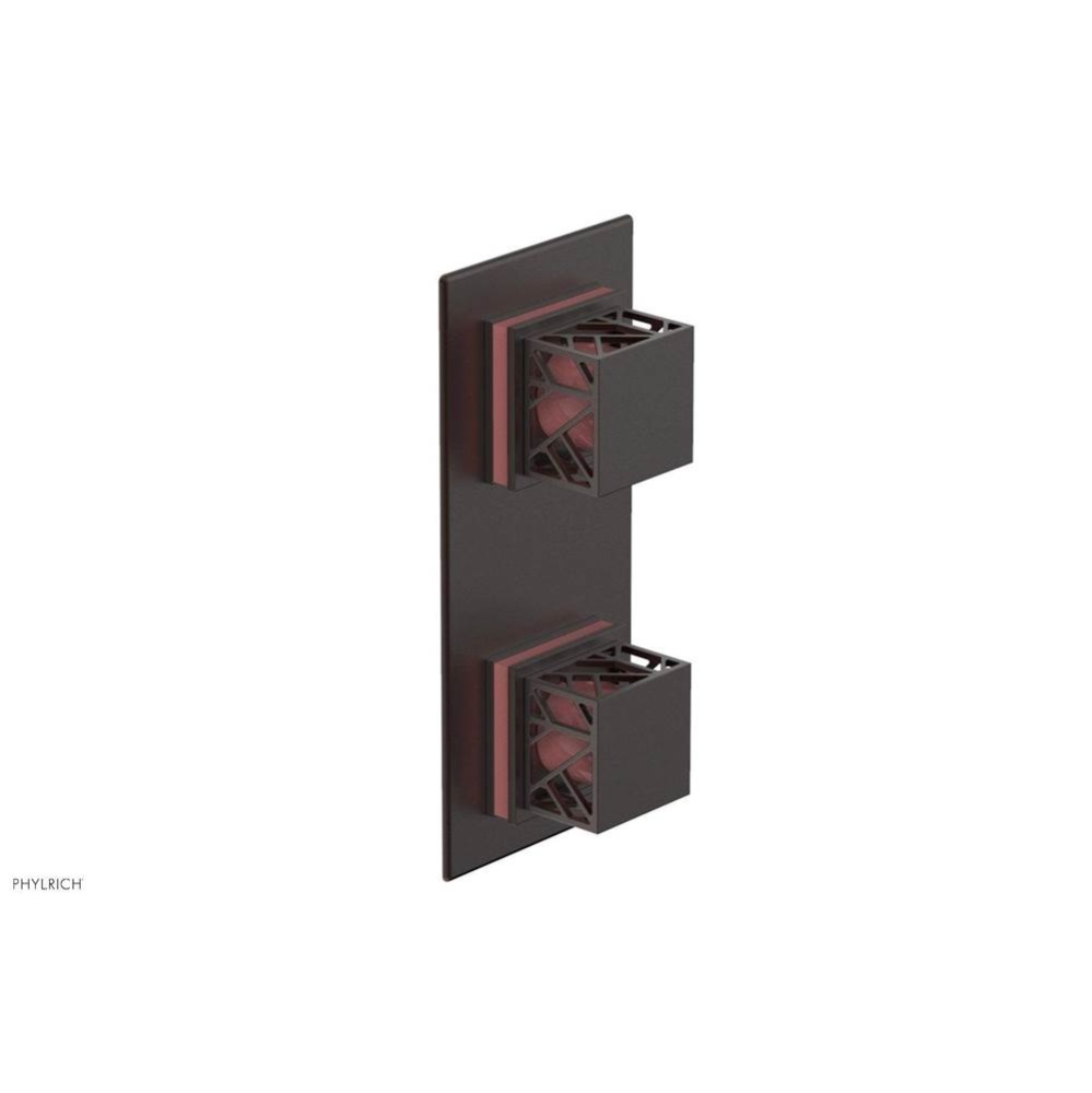 Weathered Copper Jolie Rectangular Thermostatic Trim With Diverter Or Volume Control, Square Cutaw