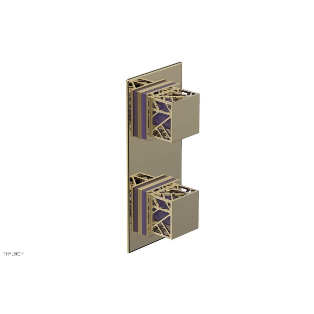 Polished Brass Uncoated (Living Finish) Jolie Rectangular Thermostatic Trim With Diverter Or Volum