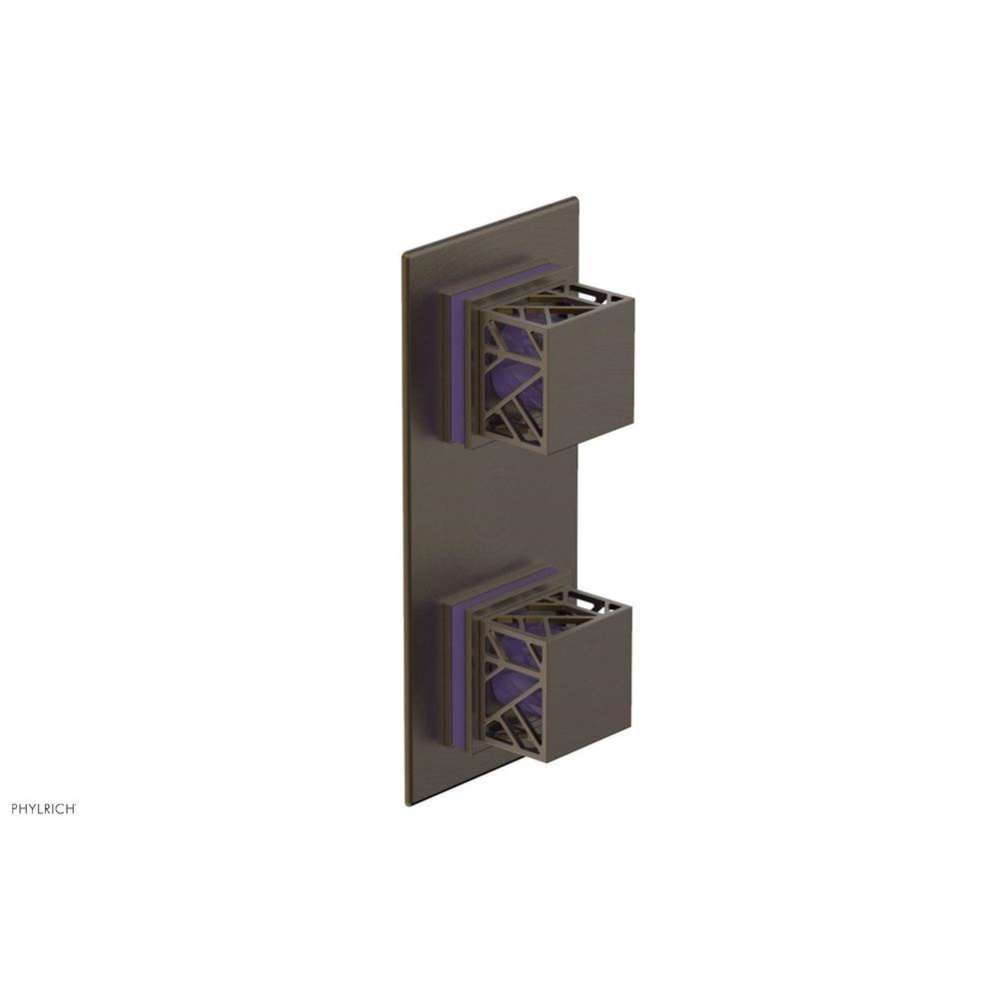 Old English Brass Jolie Rectangular Thermostatic Trim With Diverter Or Volume Control, Square Cuta