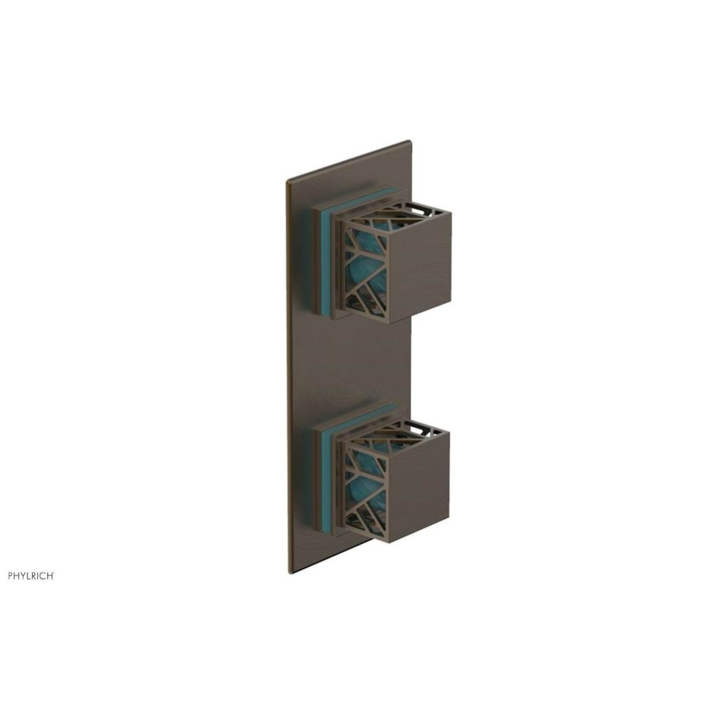 Old English Brass Jolie Rectangular Thermostatic Trim With Diverter Or Volume Control, Square Cuta