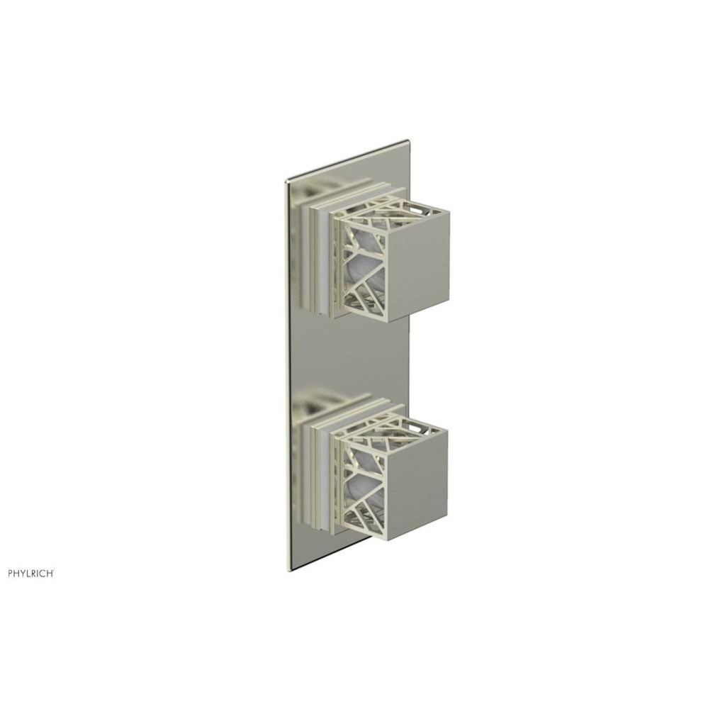 Satin Nickel Jolie Rectangular Thermostatic Trim With Diverter Or Volume Control, Square Cutaway H