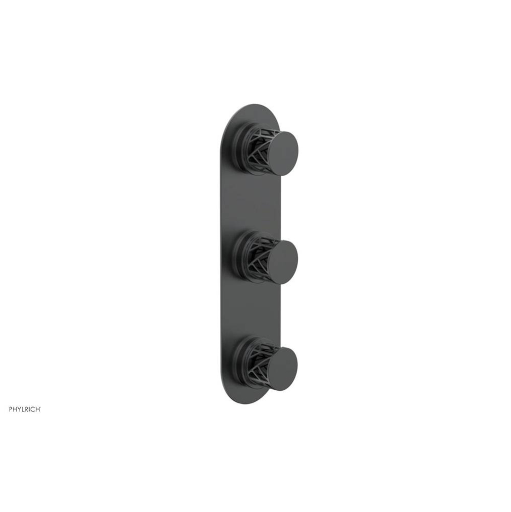 Gunmetal Gray Jolie Oval Thermostatic Trim With Two Volume Controls, Round Cutaway Handles, And Bl