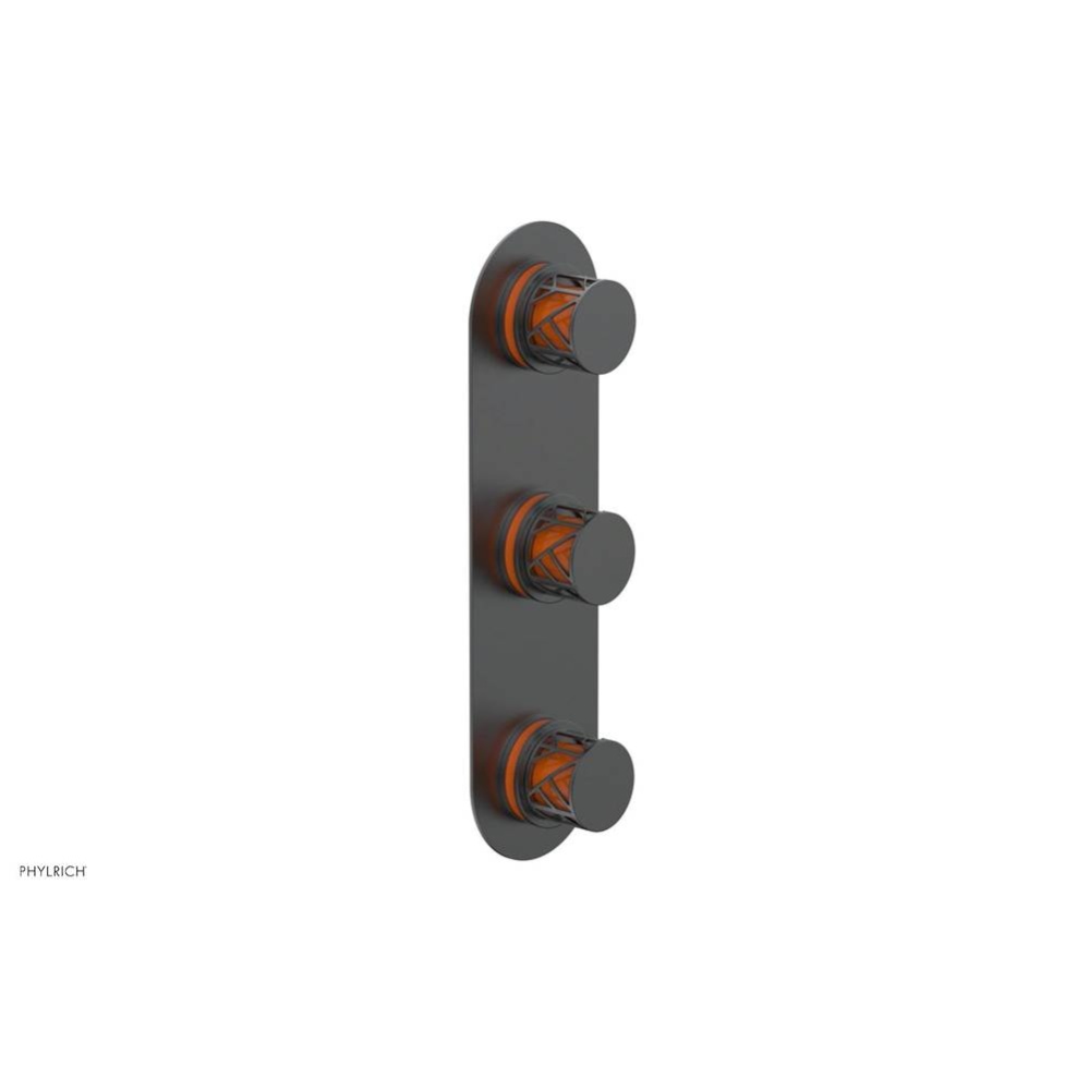 Gunmetal Gray Jolie Oval Thermostatic Trim With Two Volume Controls, Round Cutaway Handles, And Or