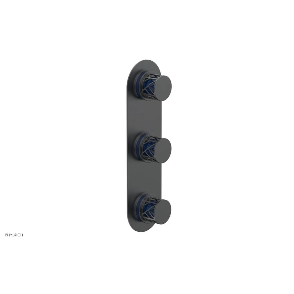 Gunmetal Gray Jolie Oval Thermostatic Trim With Two Volume Controls, Round Cutaway Handles, And Na