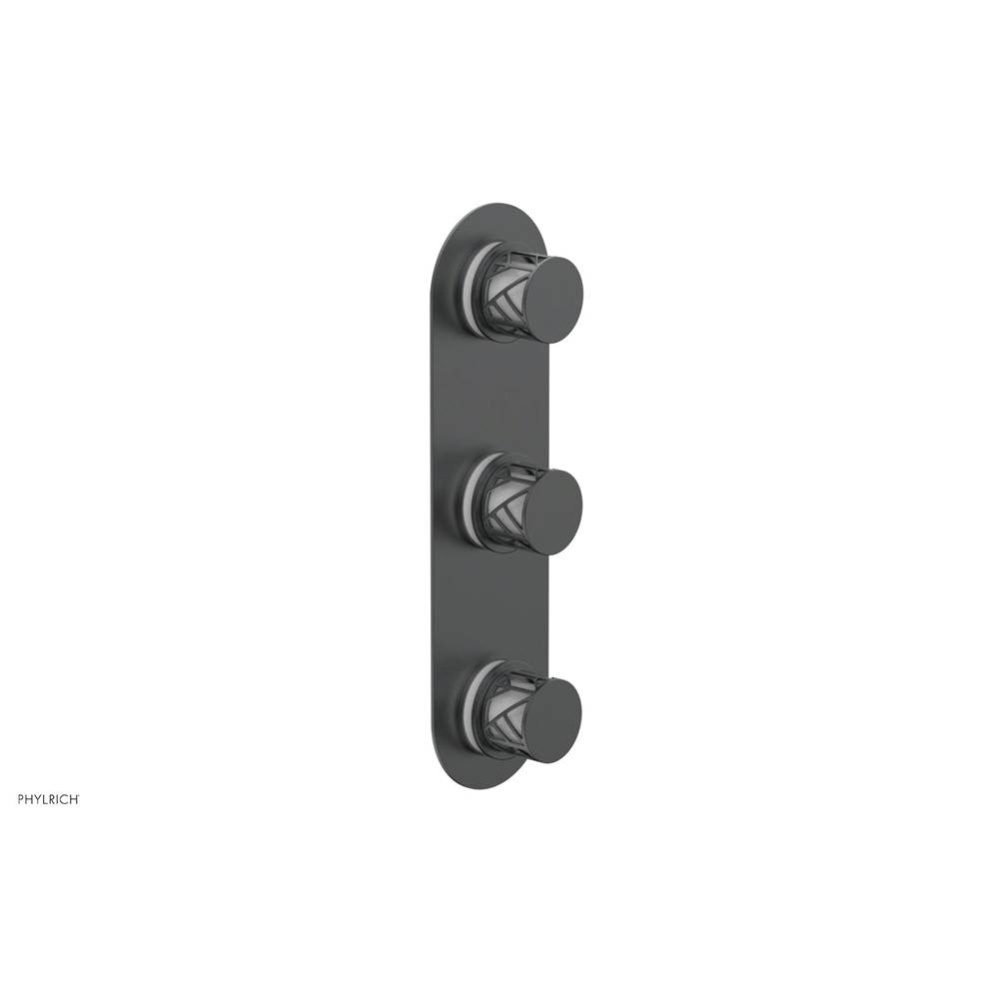 Gunmetal Gray Jolie Oval Thermostatic Trim With Two Volume Controls, Round Cutaway Handles, And Gl